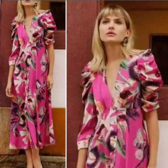 NWT! PatBo Pink Floral Dress Size 4 - Picture 6 of 13